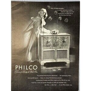 Philco 1213 Radio Phonograph "Famous for Quality the Word Over" Print Ad 1946